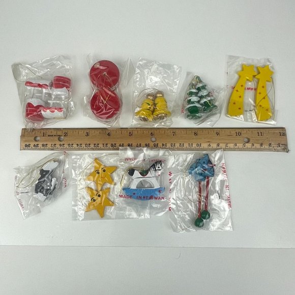 Vtg 50 Piece Hand Painted Small Wooden Christmas Ornaments Orig Box Taiwan READ - Picture 5 of 11